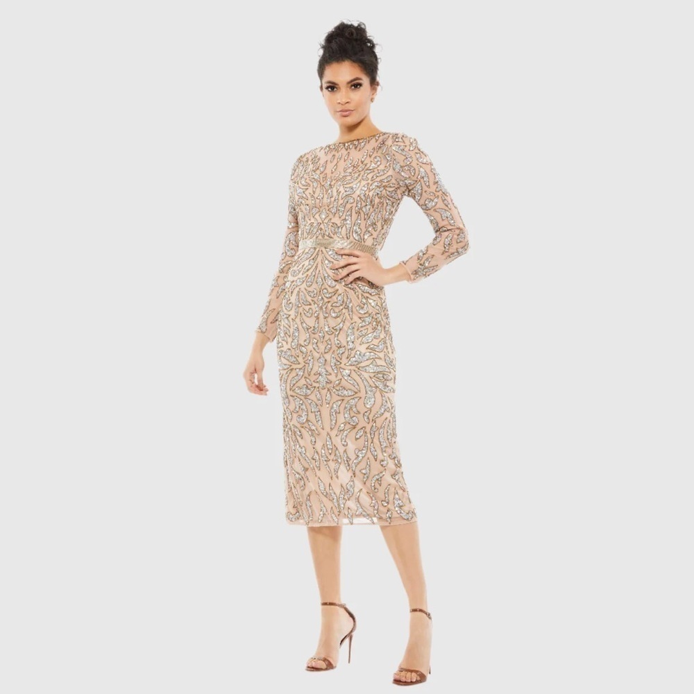 Mac Duggal 5521 NWT Embellished Illusion Sheath Dress
